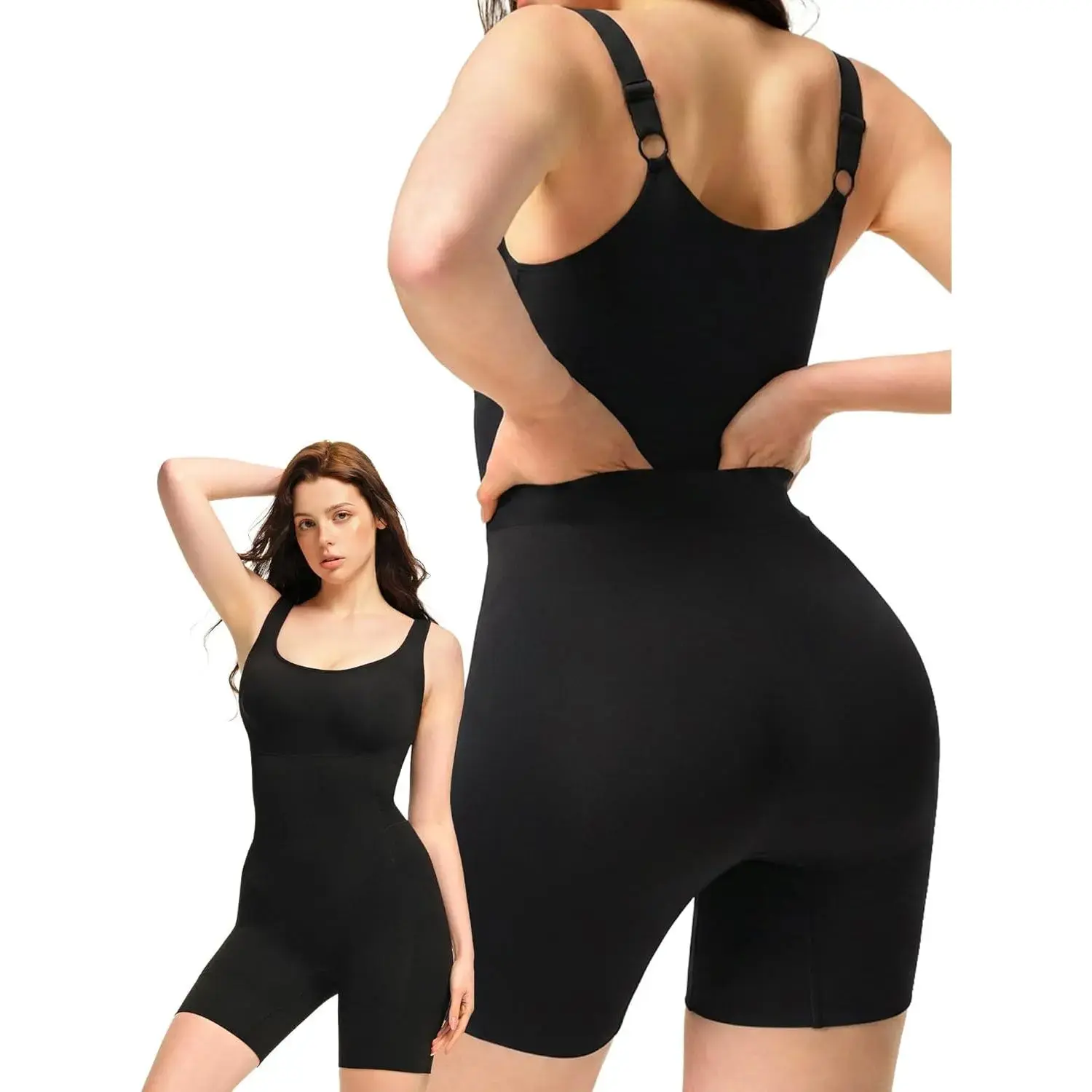 Tummy Control Butt Lifter Faja Bodysuit, Back Support Scrunch Back Open Design, Postpartum Recovery Full Body Shaper with Cotton Gusset, Colombian Fajas Everyday Wear for Women