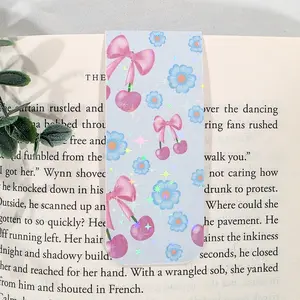 Pink Cherry & Floral | Sparkle Holographic Magnetic Bookmark