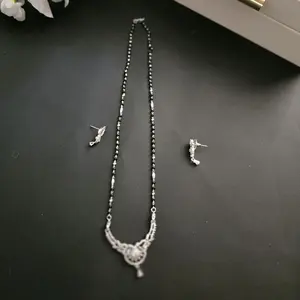 AD Mangal Sutra Chain with AD Stud Sets - Necklace and Earrings Set