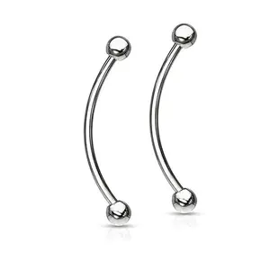Tongue Piercing Snake Eyes 16g Curved Barbell with 4mm Solid Balls Pack of 2