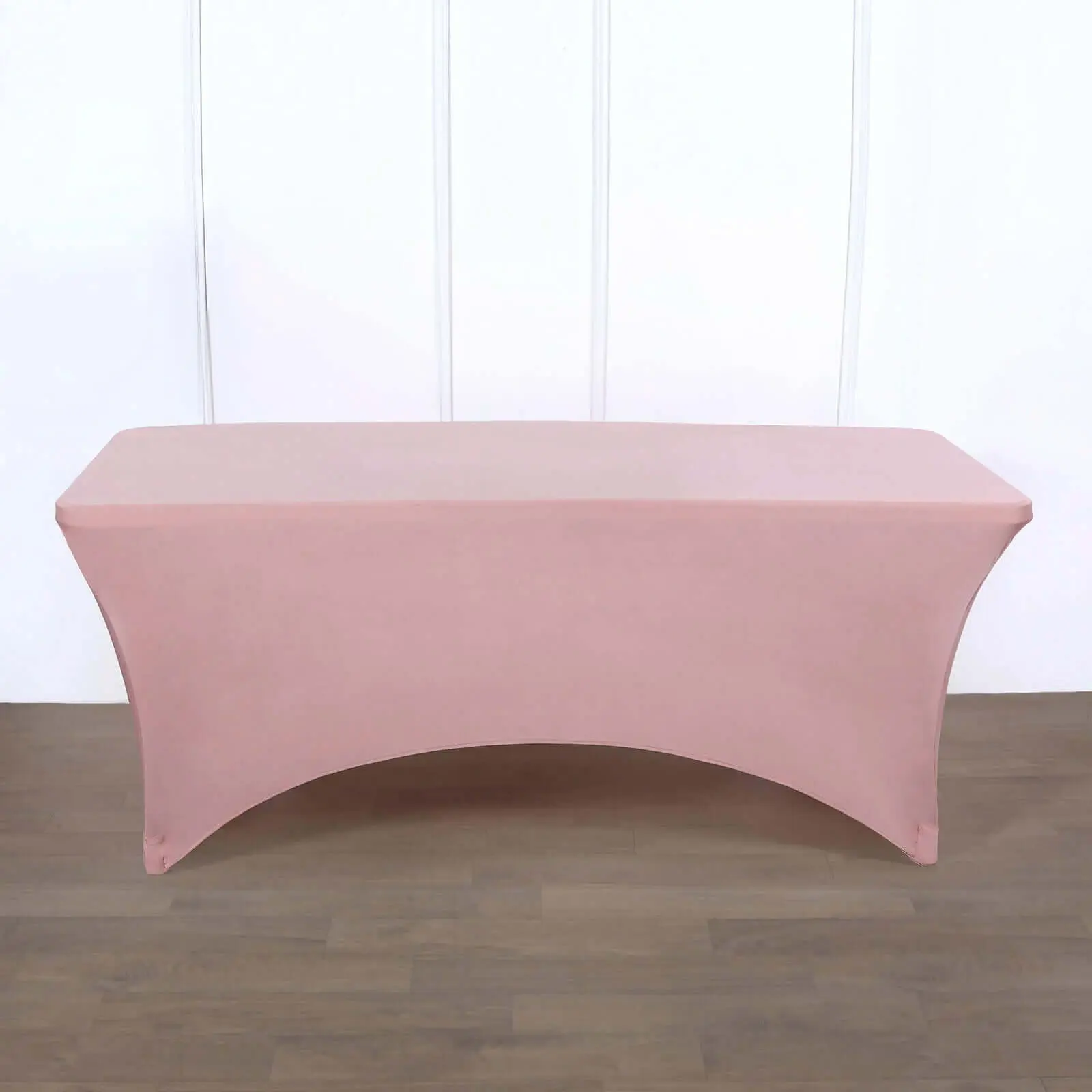 Dusty Rose Stretch Spandex Fitted Rectangle Table Cover, 96"x30" Wrinkle-Free Tablecloth for Wedding, Bridal & Baby Showers, Photo Booths, Candy Buffets, Craft Fair Displays