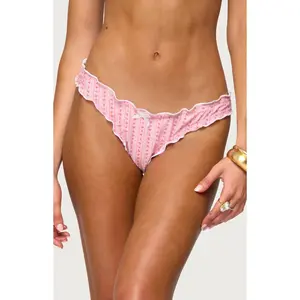 Edikted Women's Pip Striped Ruffle Edge Bikini Bottom
