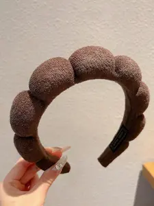 Women's Fashion Coffee Color Cloud Twist High Crown Headband, Keeps Hair in Place for Face Washing and Makeup, Daily Home Hair Accessory
