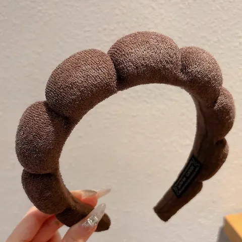 Women's Fashion Coffee Color Cloud Twist High Crown Headband, Chic Headbands, Keeps Hair in Place for Face Washing and Makeup, Daily Home Hair Accessory, Hairbands