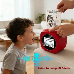 AI Voice Mini Sticker Printer box Photo Drawing robot  Wireless Portable Smart  Kids Imagination Learning Toy DIY Craft Home Office Essential-YY Switch Role Alarm Clock Perpetual Calendar  Electronic ideal birthday gift educational learning toytablet