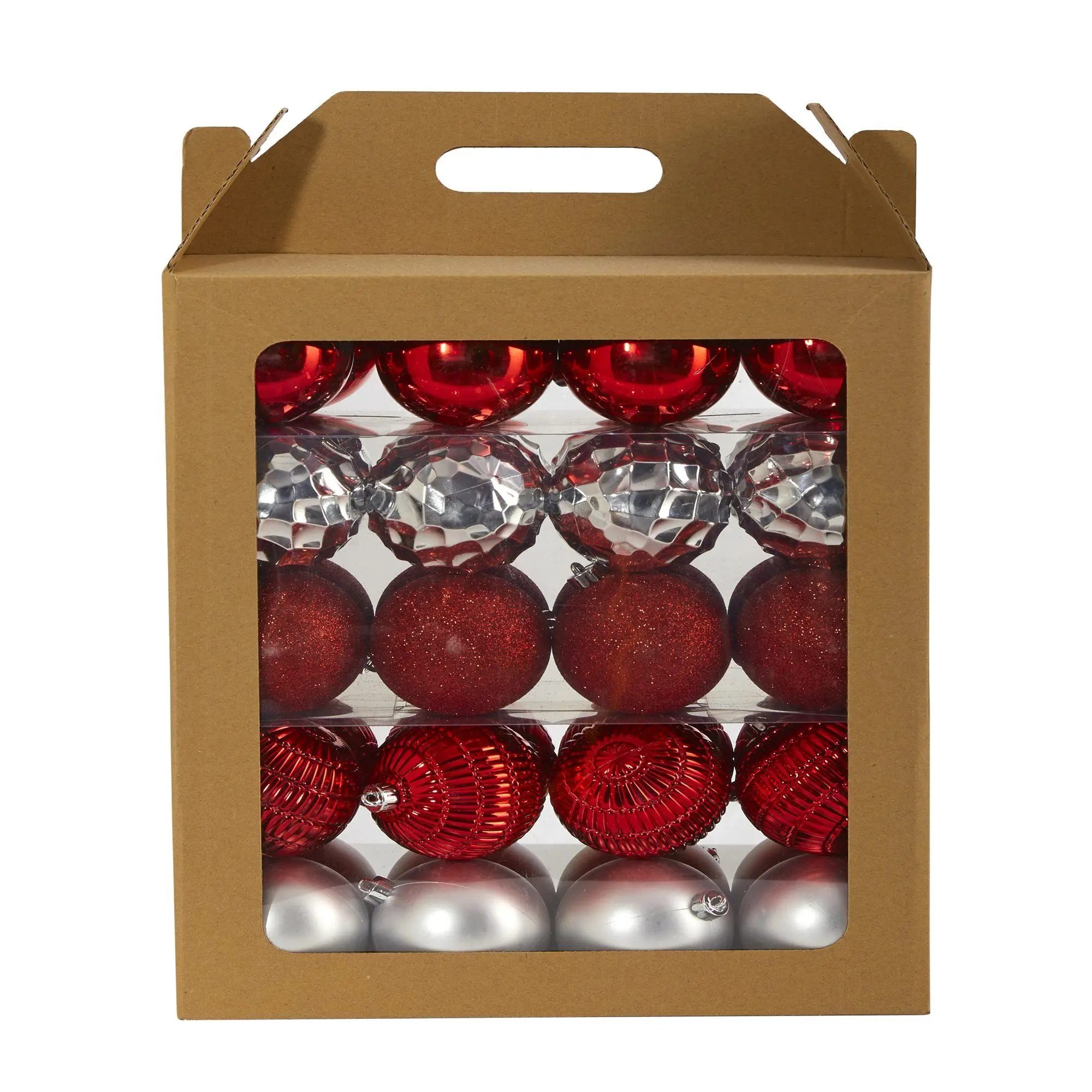 Shatterproof Glass-Like Christmas Tree Ornaments Box Set - 40-Count, 80mm, Bright Hues, with Reusable Box for Home Festive Decorations, Holiday