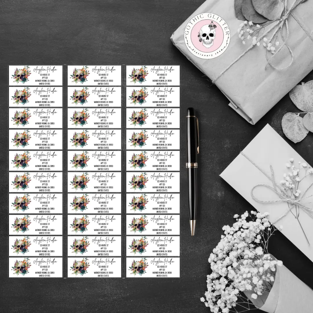 Floral Skull Address Labels Floral Skull Address Labels
