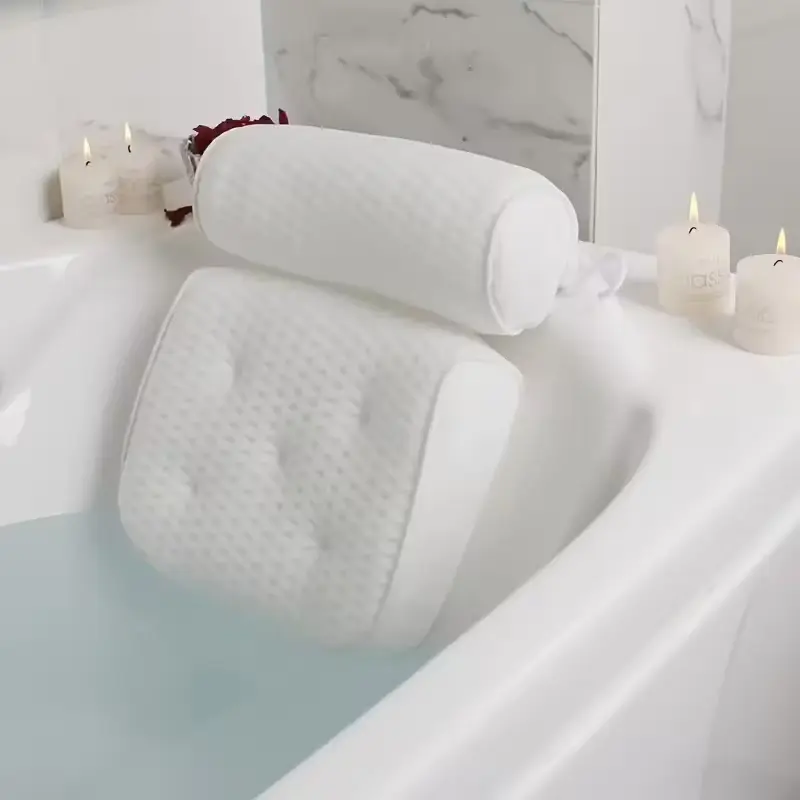 Luxury Bath Pillow for Tub, Non-Slip Spa Pillow with Strong Suction Cups, 4D Air Mesh Bathtub Pillow for Neck and Back Support, Quick Dry, Machine Washable, Ideal for Home Spa Relaxation