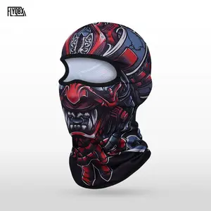 Cool Demon Print Balaclava Headset, Unisex Sun Protection Mask, Thin Breathable Outdoor Cycling Ski Face Cover, Street Style