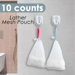 10 Counts Exfoliating Bar Soap Pouch, Double Layer Design for Rich Lather and Lasting Use, Random Color