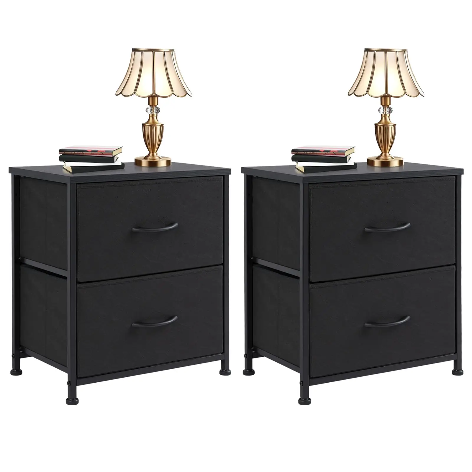Nightstand with 2 Fabric Drawers, Small Dresser, Side Table, End Table, Bedside Table, Night Stands, Bedroom Furniture