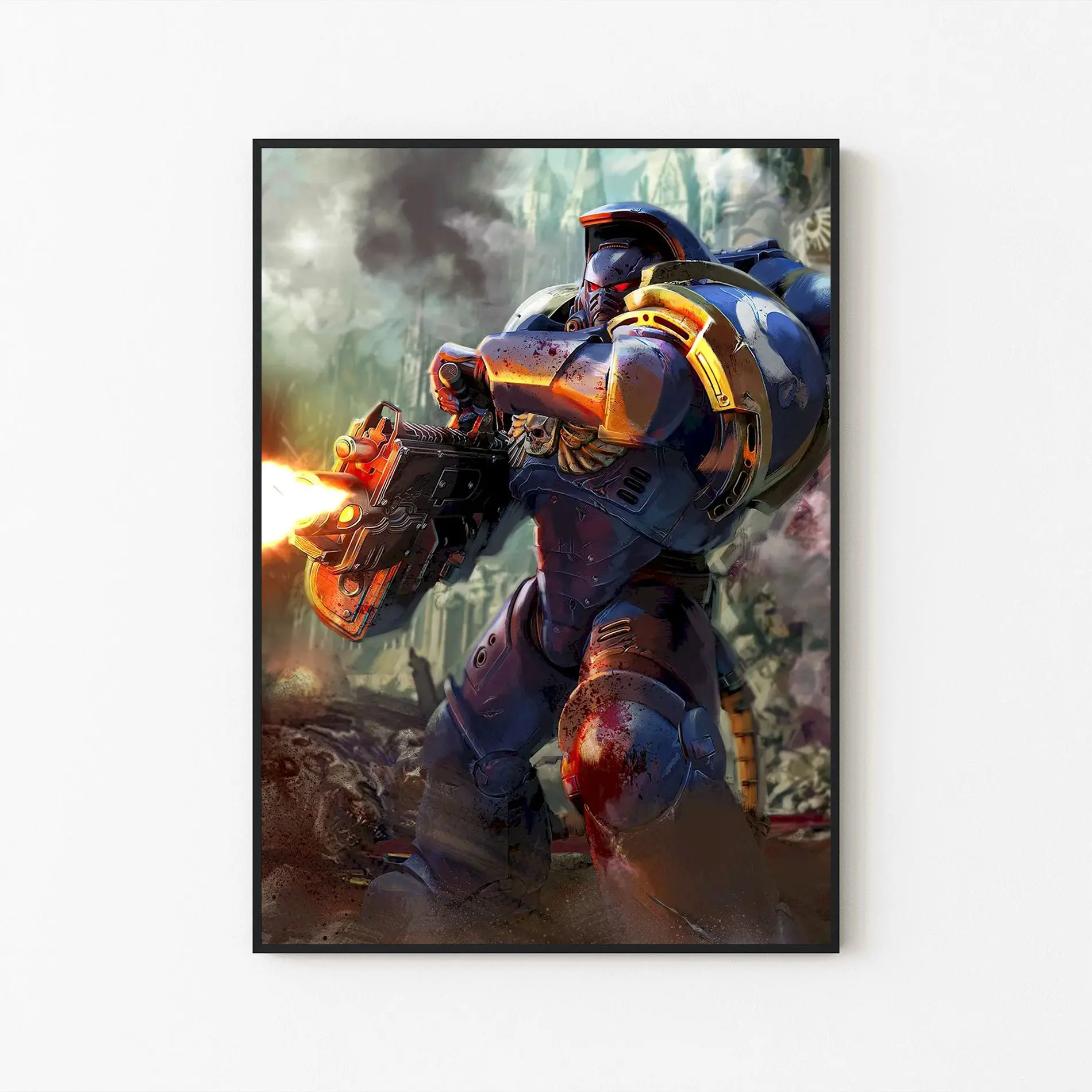[New Gaming Decor - Sale Up To 40%] [Unframe] Heavy Class Art 1 Poster, Armored Soldier Wall Art, Combat Game Artwork, Gaming Room Decor, Action Game Gift