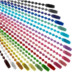 SANNIX 100Pcs Ball Beads Chain, Bulk Dog Tag Metal Chain, 4.72 Inch Ball Chain Keychains with Connectors for Hanging Christmas Decoration (Mixed Color)