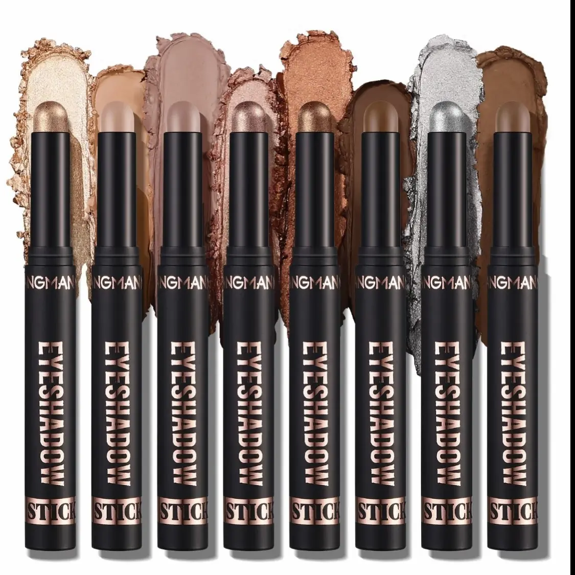 8-Color Dual-Ended Cream Eyeshadow Stick Cosmetic Set - Silky Smooth, Waterproof, Transfer-Proof, Built-In Blending Brush, All-Day Matte & Shimmer Eyeshadow, Assorted Shades Natural Makeup Products, Natural Eyeshadow