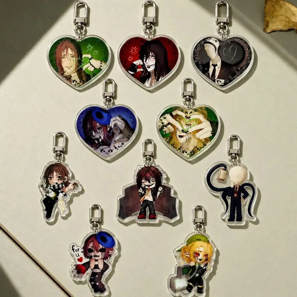 Creepypasta Keychain, Homicidal Liu, Jeff the Killer, Slenderman, Eyeless Jack, BEN Drowned Bag Charm, Horror Gift