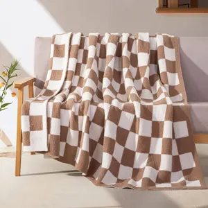 Elegant Comfort 50" x 70"  Ultra Soft Checkered Knitted Throw Blanket