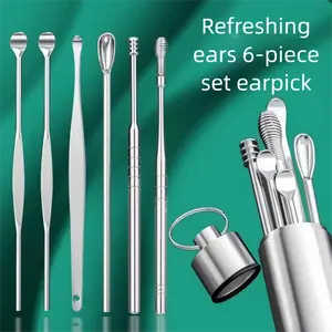 6 Counts/Set Ear Wax Removal Tool Set with Storage Tube,Ear Cleaning Kit Ear Spoons Ear Picks Curette,Ear Wax Remover Tool,Earwax Cleaning Supplies.,UU