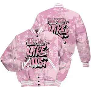 Varsity Jacket Match Orchid 4s Sneakers, Dislike Us Street Art Graphic, Oversized Streetwear Baseball Coat