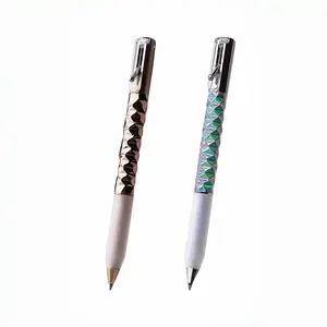Geometric Deformable Fidget Pen with Diamond Texture Fast-Drying Black Ink Holographic Accents for Stress Relief Writing & Fidgeting