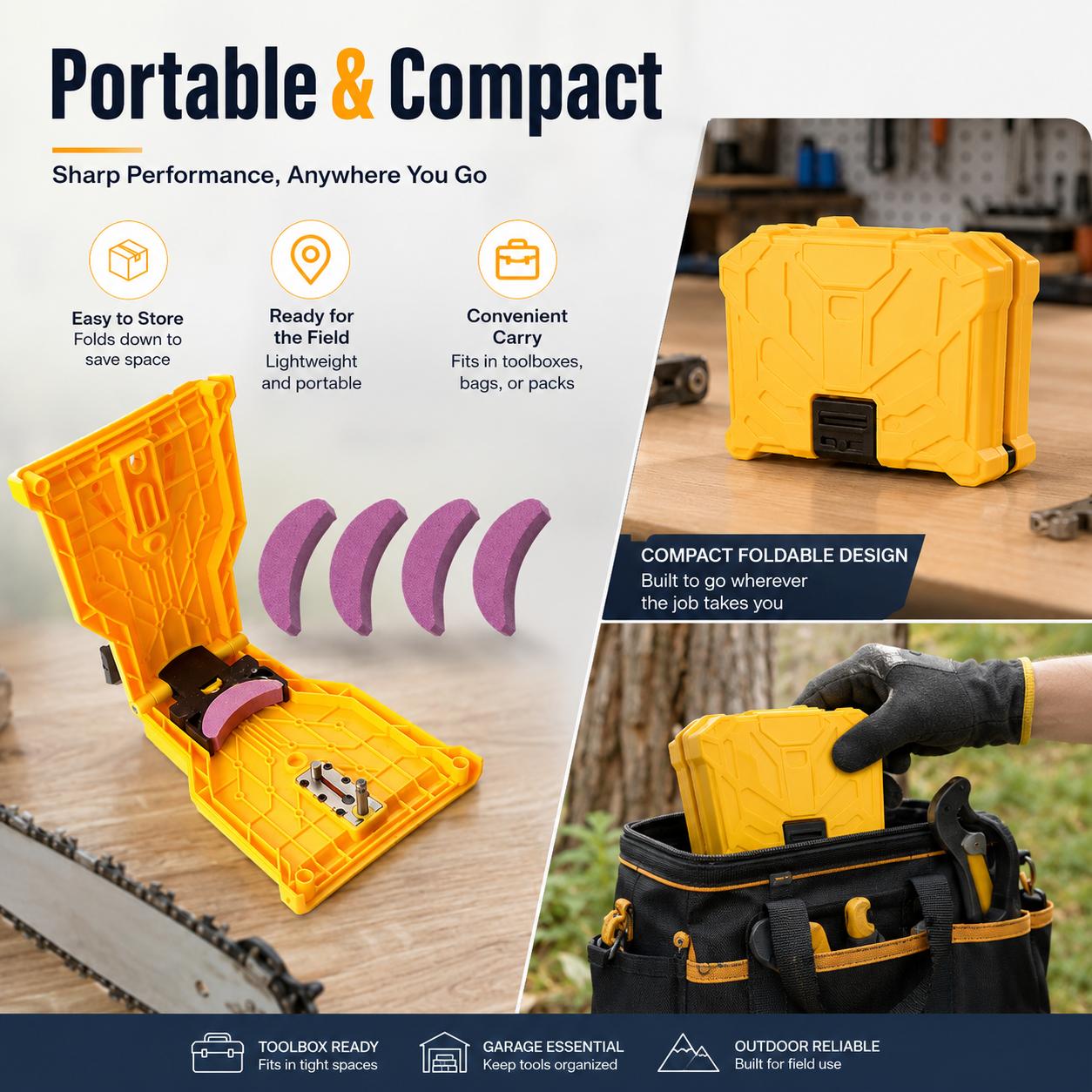 Portable Teeth Chainsaw Sharpener, Proprietary Bar-Mount Chain Saw Fast Sharpening Tool