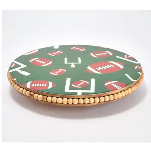 Temp-tations Seasonal Beaded Acacia Lazy Susan w/ Decal Print