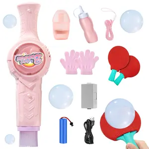 New Fog Bubble Machine with Paddles, Bounce Smoke Bubbles Like Ping Pong, Light-Up Mist Bubble Wand for Kids, Outdoor Fun STEM Toy, Perfect Gift for Children