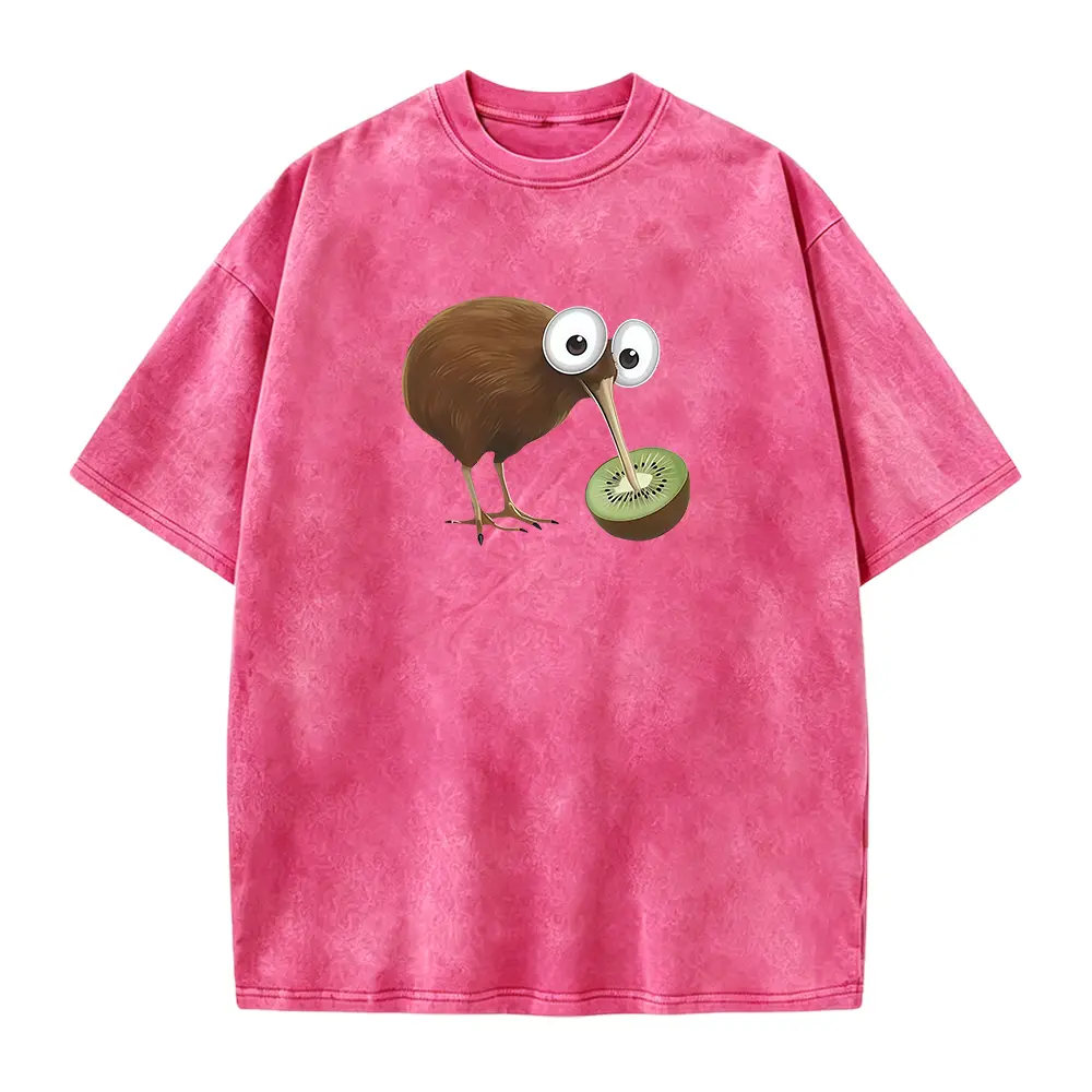 Cute Kiwi Bird & Fruit Pun Graphic Tee, Teal Funny Animal Casual Unisex Short Sleeve Top
