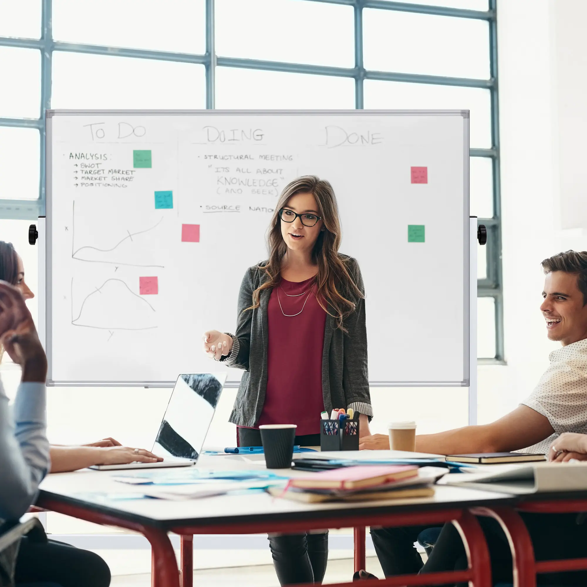White Magnetic Rolling Whiteboard | Modern 360° Rotating Height Adjustable Board for Classroom, Studio & Home Office #ClassroomOrganization #ModernOffice