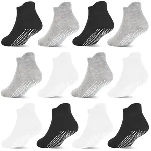 TPHON 12 Pairs Toddler Baby Socks Non Slip Anti Skid Ankle Socks for Girls Boys Grips Sock for 0-7 Years Children Traction Soft