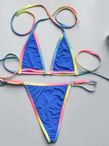 Women's Adjustable Strap Bikini Set, Sexy A-Type Swimwear with Colorblock Design, Ultra-Thin Mini Swimsuit for Fun Beach Days, Swimsuit Style Bikini, Adjustable Swimsuits, Bikinis Sets