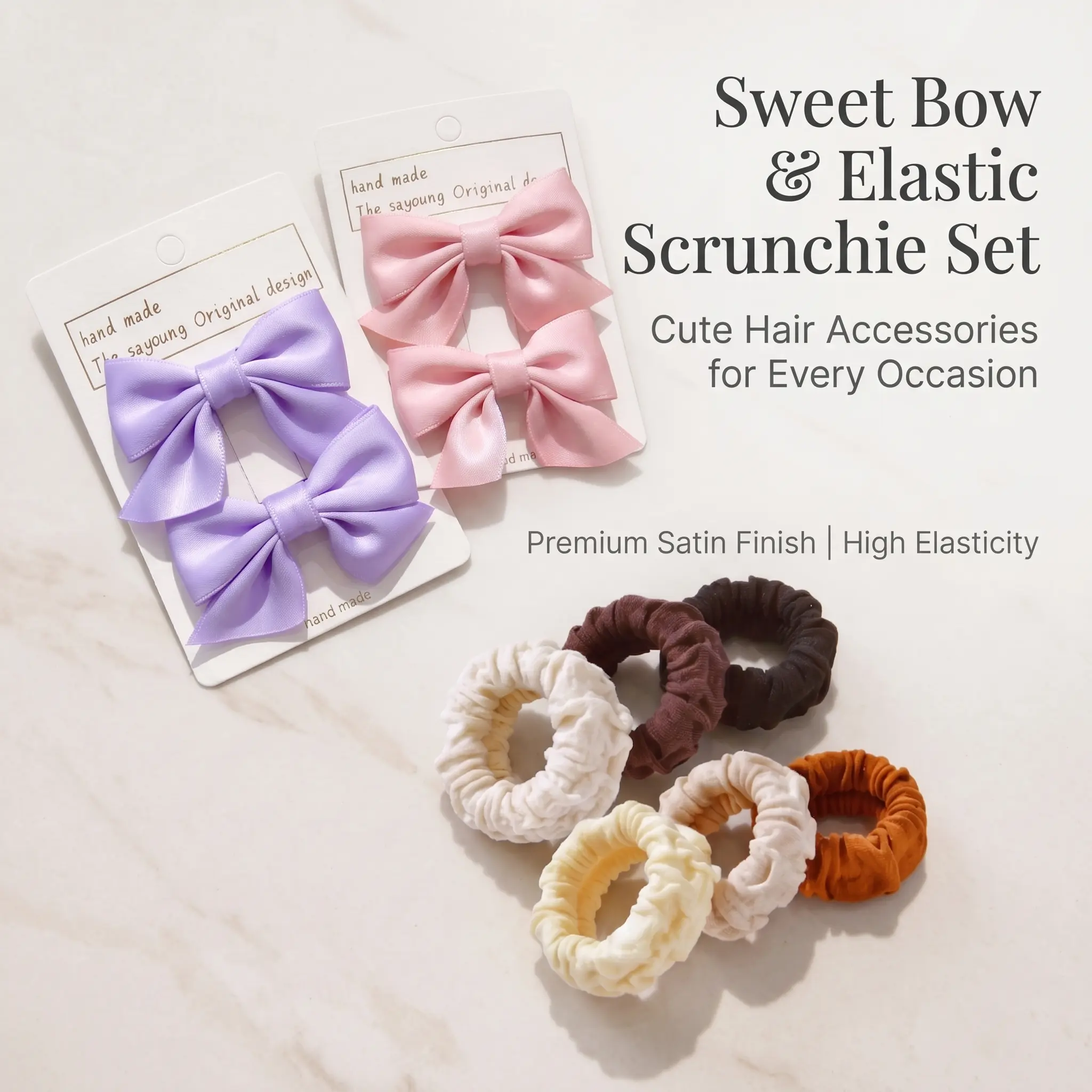 10-piece hair clip and scrunchie set for women and girls—dopamine hair accessory set (includes 4 bow hair clips and 6 retro minimalist headbands). Suitable for all seasons. It's a favorite among fashion enthusiasts.