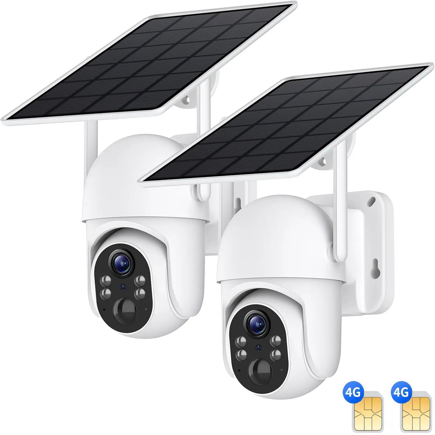 4G LTE Solar Security Cameras Outdoor Wireless - No WiFi Needed, 2K Color Night Vision, 360 °  Live View, PIR Motion Detection, 2-Way Talk, Built-in SIM Card, Surveillance for Remote Locations