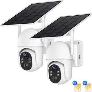 4G LTE Solar Security Cameras Outdoor Wireless - No WiFi Needed, 2K Color Night Vision, 360 °  Live View, PIR Motion Detection, 2-Way Talk, Built-in SIM Card, Surveillance for Remote Locations