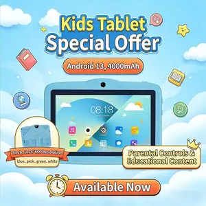 Portable 7-inch children's tablet, 4GB RAM 64GB ROM dual camera tablet, educational and entertainment tablet with parental control, supports WIFI function, can support rear case, Learning Tablet, Android Tablet