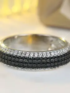 Geometric Round Rings for Women & Girls Zirconia Inlay Fashion Simple Design Engagement Ring Daily Wear Jewelry Accessory for All Seasons