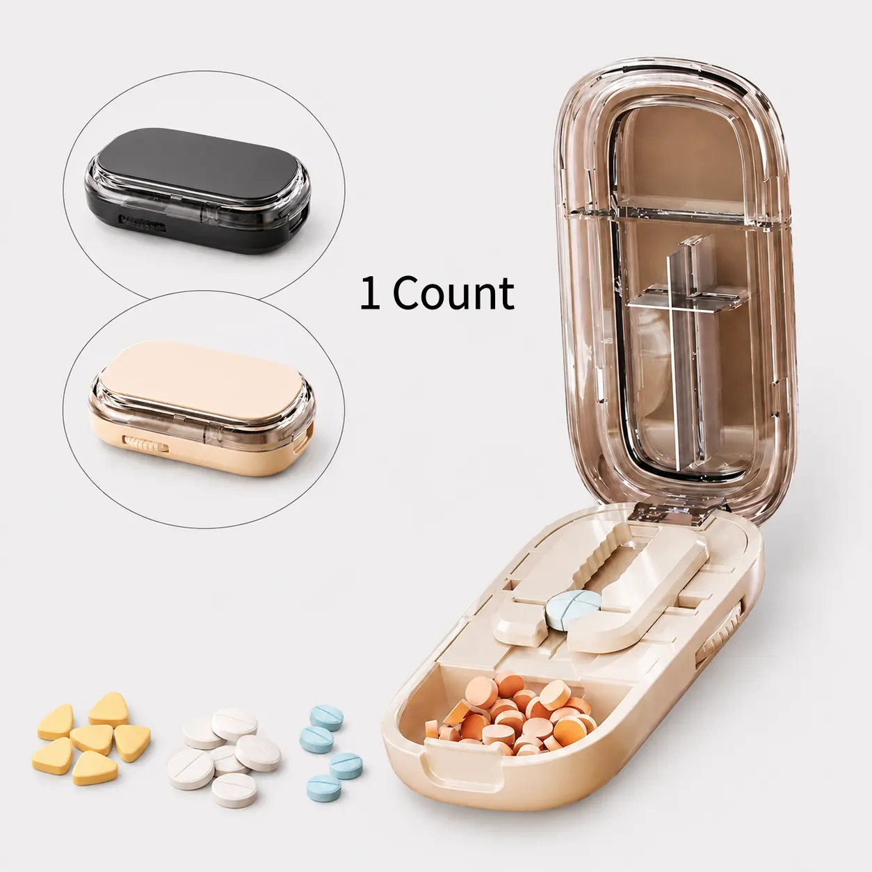 Adjustable Pill Cutter Splitter for Tiny and Small Tablets,  Cutting into Pills to 1/2 and 1/4, with Precise Alignment Functionality