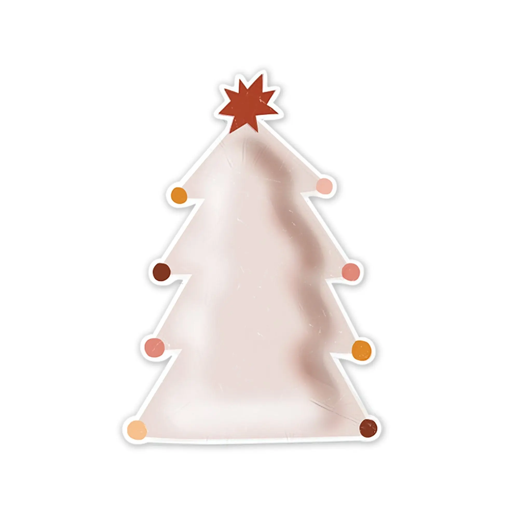 8-Inch Boho Blush Pink Polka Dot Christmas Tree-Shaped Shallow Edge Disposable Plates Set (8-Piece) - Home & Party Supplies for Happy Birthday, Food Serving, Kids & Adults