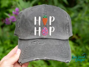 Hip Hop Hat | Distressed Baseball Cap OR Ponytail Hat | Cute Easter Accessories & Apparel | Personalized Easter Hat