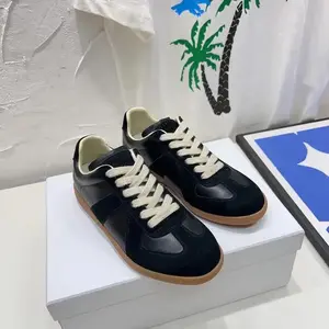 Vintage Genuine Leather Men's and Women's White Sneakers Soft Leather Couple's Forrest Gump Training Board Shoes