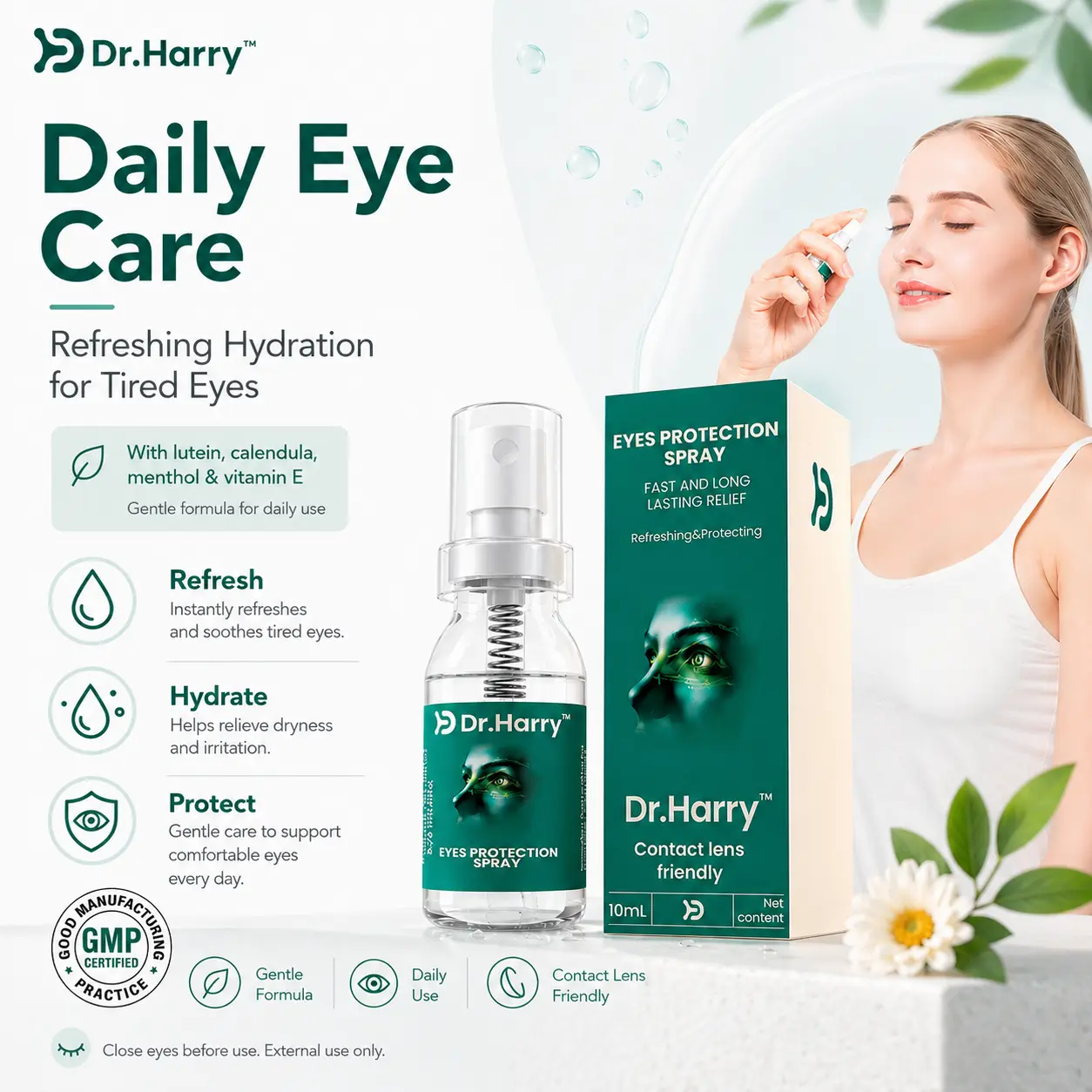 DR.HARRY 02 Lutein Eye Spray with Calendula, Lutein & Vitamin E #Summervibes