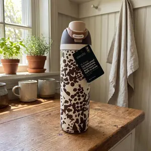 [SPECIAL EDITION] Owala FreeSip Cowgirl Core 32 oz Water Bottle | Animal Print Cow Brown Leakproof Insulated Stainless Steel Bottle | Cute Western Travel Gym Daily Hydration Cup