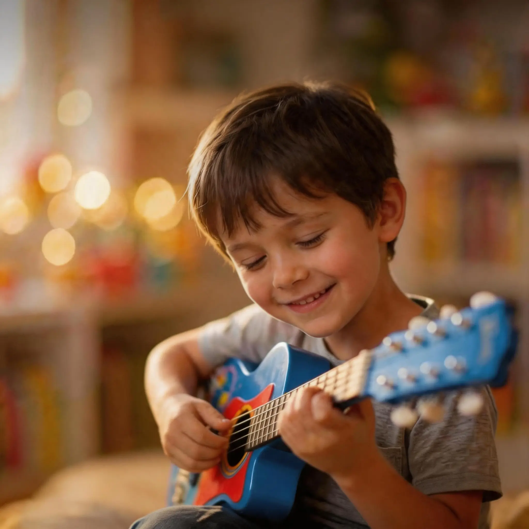 Kids Guitar Karaoke Toy - Educational Musical Toy with KTV Sound Effects, Dazzling Lights, Built-in Songs, Light-up & Melody Function Guitars & Strings for Confidence Building, Light-Up And Melody Function Guitars & Strings