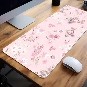 Extra Large Floral Pink Blossom Mouse Pad Soft Romantic Desk Mat 35x16 Inch Computer Keyboard Mousepad with Non-Slip Rubber Base Durable Stitched Edge Perfect Gift for Home and Office