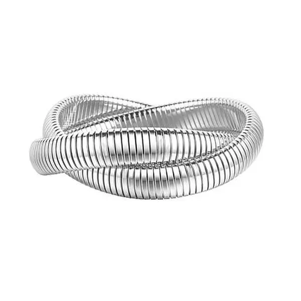 Stately Steel Stainless Steel Interwoven Snake Chain Stretch Bracelet
