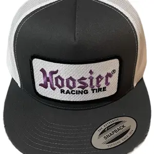 Hoosier racing tire patch on Yupoong 6006 flat bill adjustable hat charcoal/white