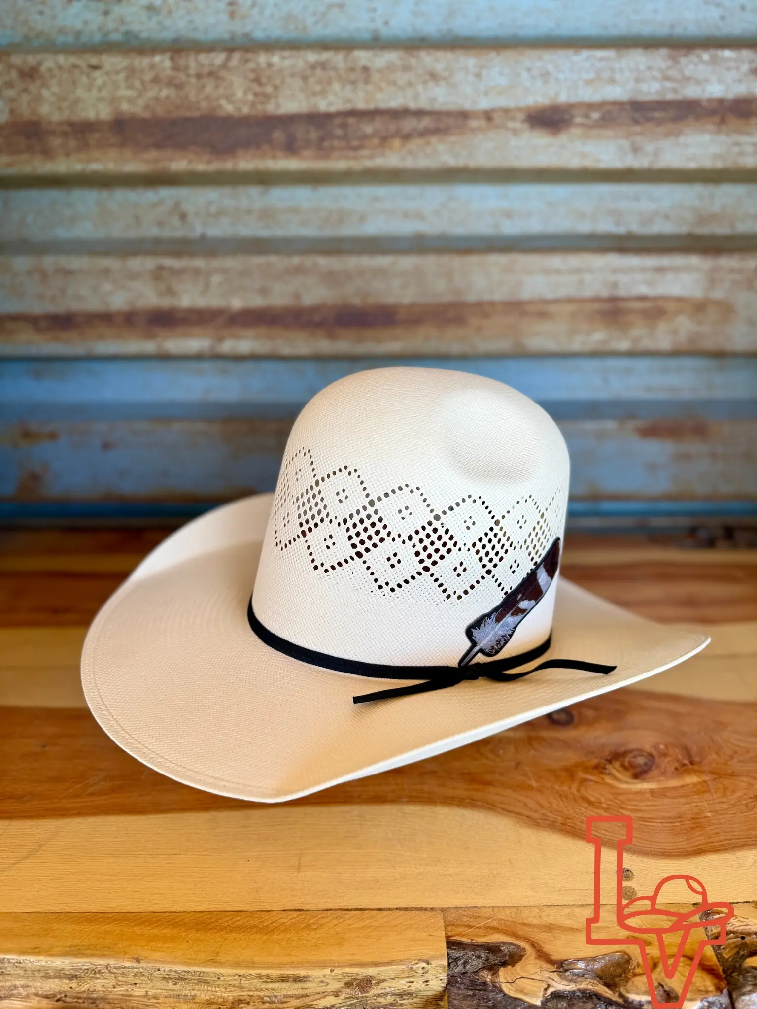 Los Vaqueros Straw Hat Open Tall Crown Spider White