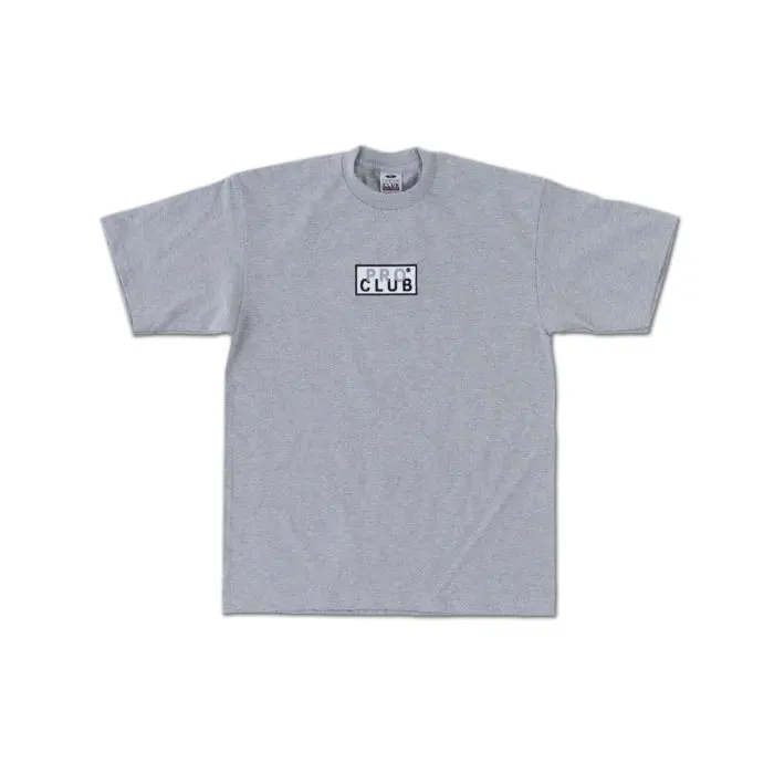 Pro Club Heavyweight Embroidered Box Logo Tee Classic Fit 100% USA Cotton Short Sleeve Shirt with Legendary Collar and Durable Construction