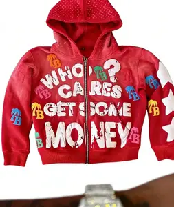 2026 New Style Men's American Letter Pattern Trendy Comfortable Hooded Zipper Retro Sweatshirt