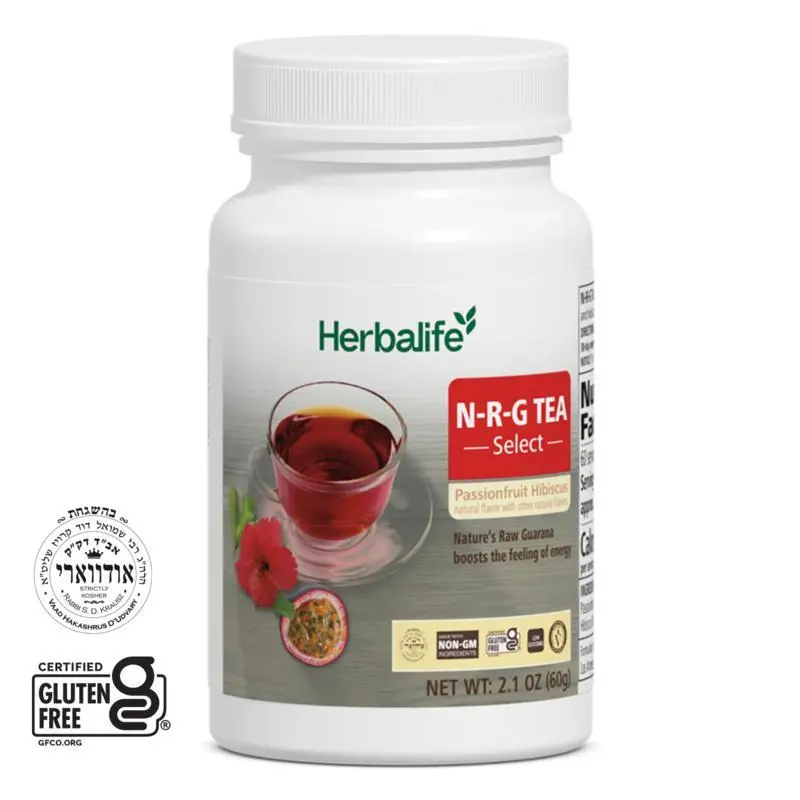 Herbalife N-R-G Tea Select Instant Tea Mix Powder - 2.1 oz Passionfruit Hibiscus Flavor, Natural Caffeine Fruit & Herbal Base Drink, Canister Bottle for Daily Hot or Iced Use