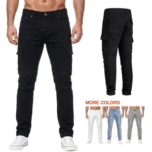 LIFE KEEPS MOVING men’s stretch straight-leg cotton cargo pants, comfortable and durable solid-color design, available in black, white, light blue, and light gray; please choose according to the size chart; versatile everyday menswear, Father’s Day gift.